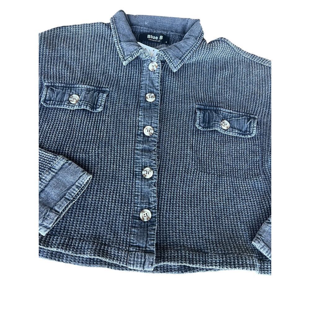 Blue B waffle button down weathered look black/gray jacket, women's S